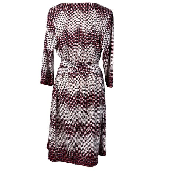 ModCloth 1X-Large Wrap Dress Chevron Dots Stretch 3/4 Sleeve Belted V-Neck Multi - Picture 3 of 10